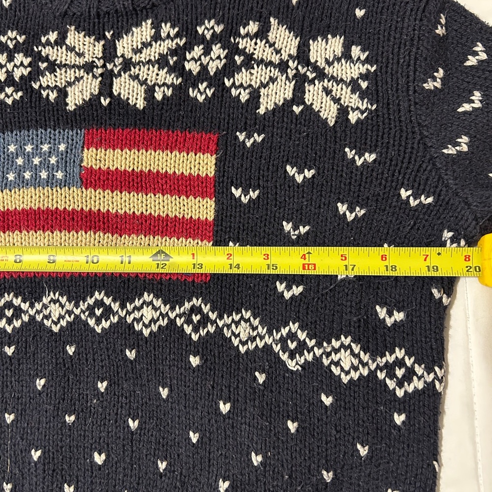 87 Vtg Ralph Lauren Polo Navy American Flag Sweater - Picture 5 of 7